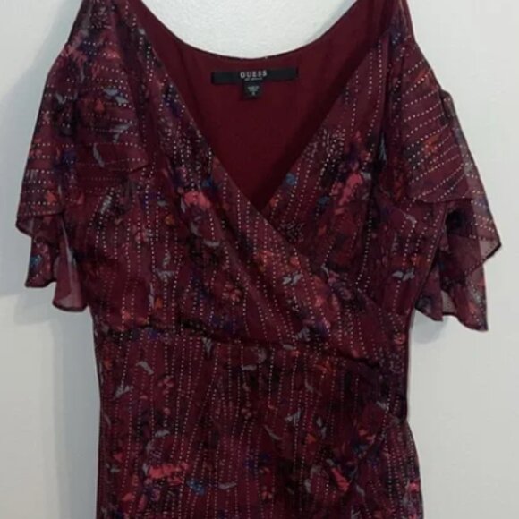 GUESS Women's Burgundy Floral Tank Top - Picture 1 of 3